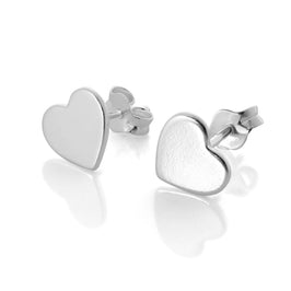Flach Sterlingsilber Herz Ohrstecker