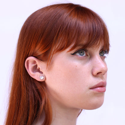 Flach Sterlingsilber Herz Ohrstecker