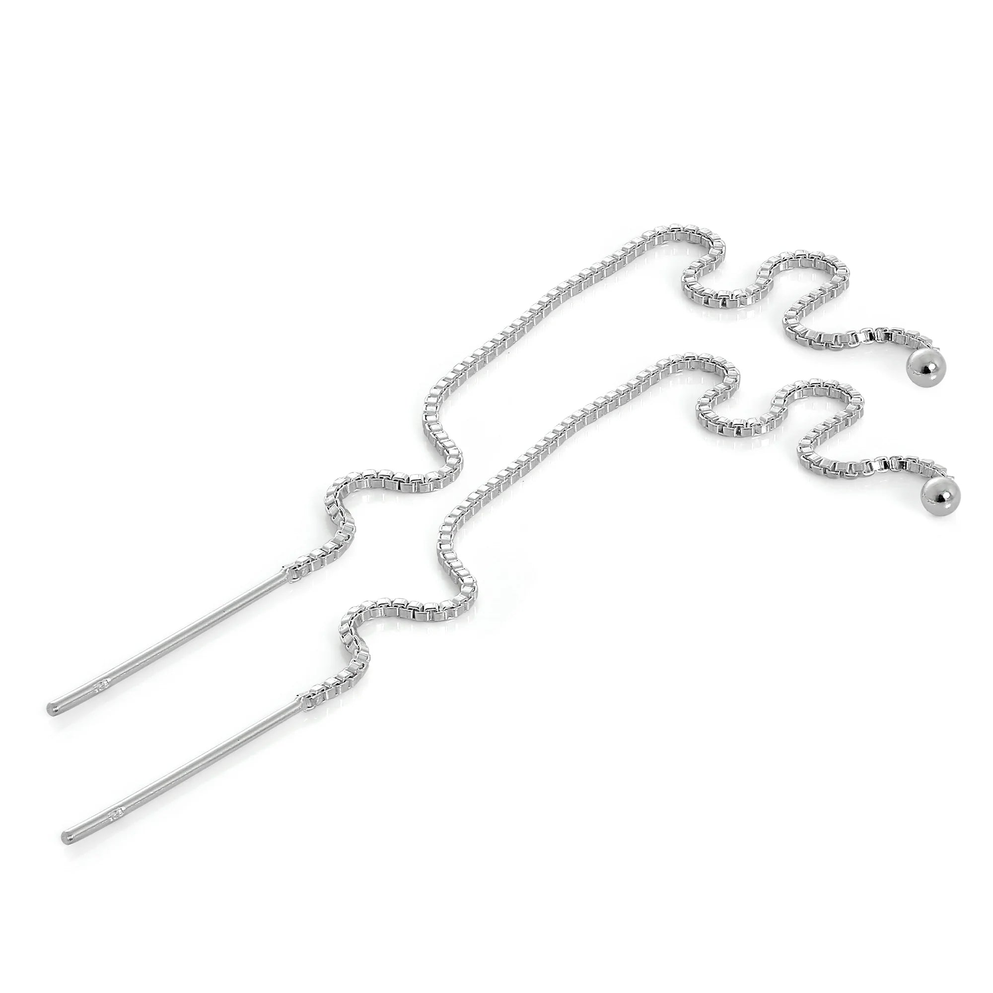 Sterlingsilber 2 mm Kugel Durchzieher Ohrringe