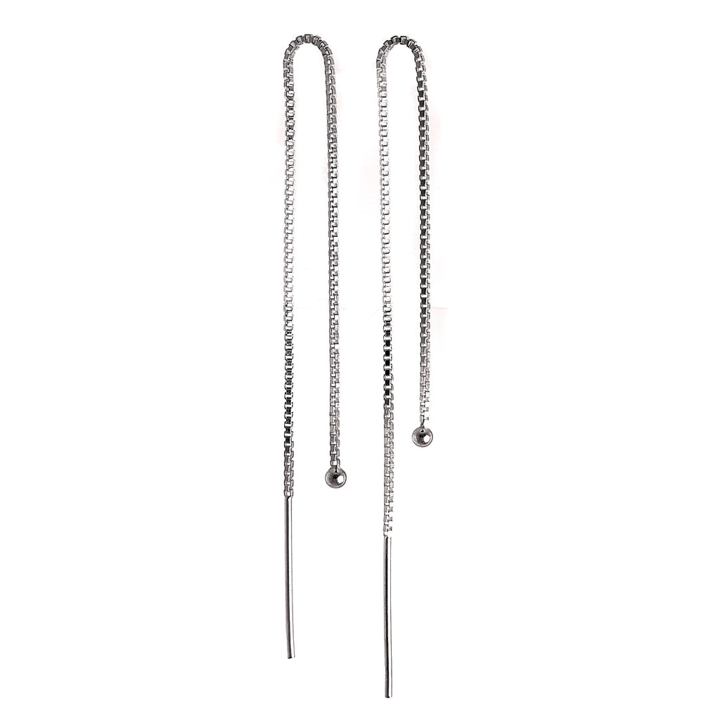 Sterlingsilber 2 mm Kugel Durchzieher Ohrringe