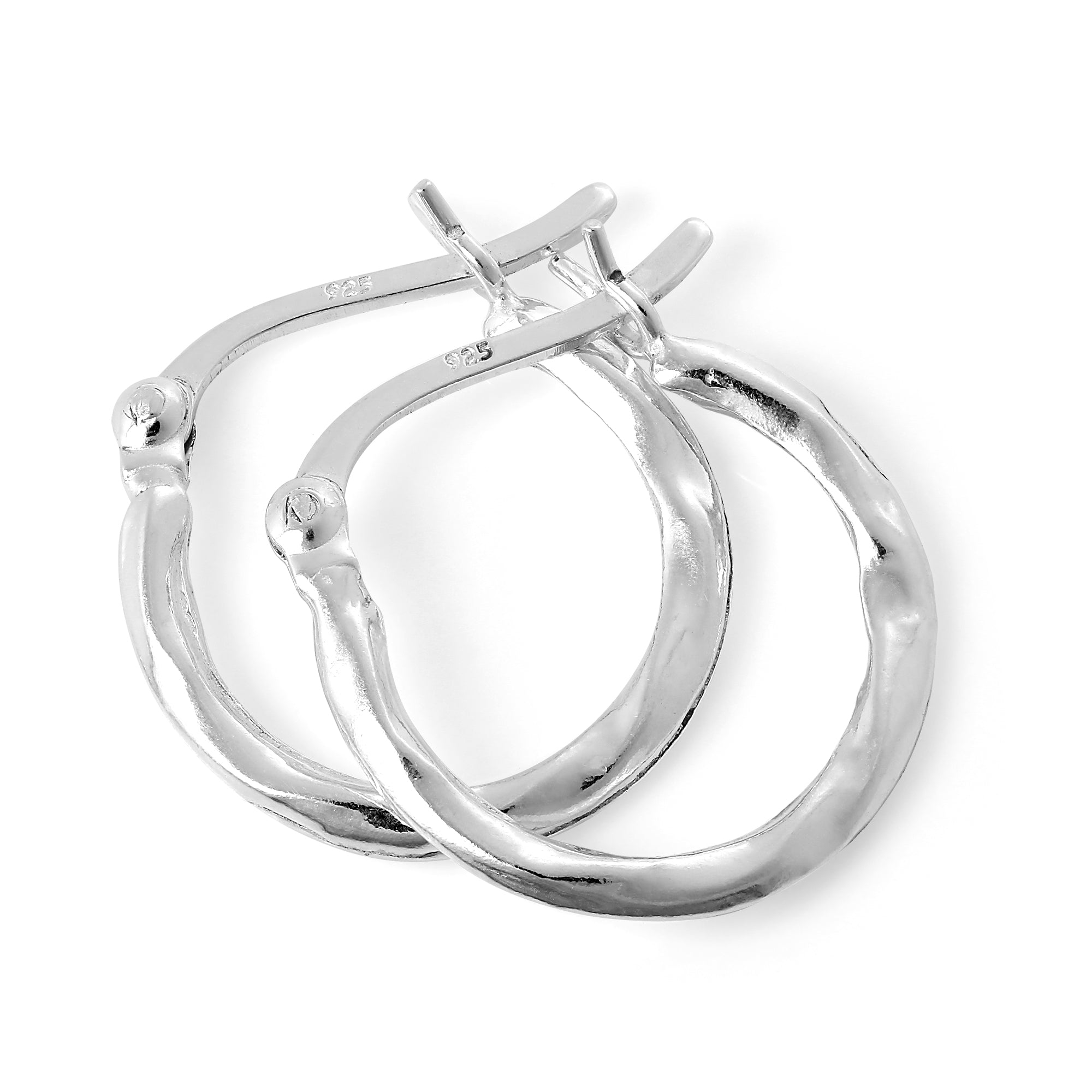 Leicht Sterlingsilber Verzogen 14 mm Creolen Ohrringe