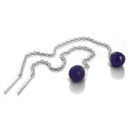 Sterlingsilber & Amethyst CZ Kristall Durchzieher Ohrringe