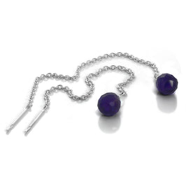 Sterlingsilber & Amethyst CZ Kristall Durchzieher Ohrringe
