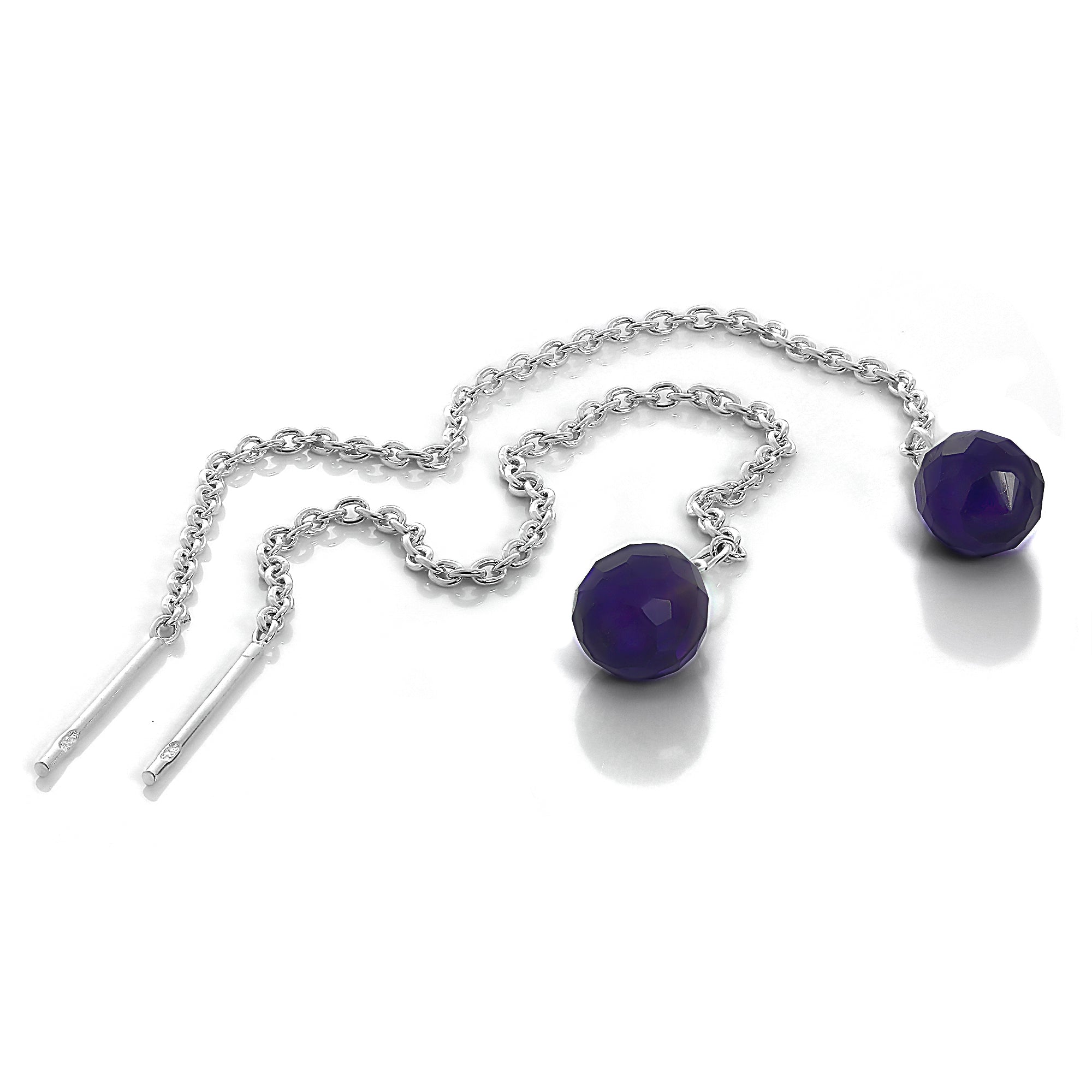 Sterlingsilber & Amethyst CZ Kristall Durchzieher Ohrringe