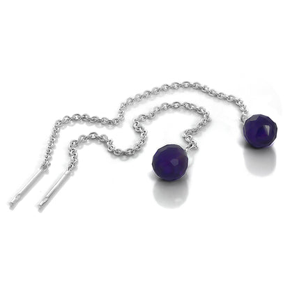 Sterlingsilber & Amethyst CZ Kristall Durchzieher Ohrringe