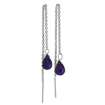 Sterlingsilber & Amethyst CZ Kristall Durchzieher Ohrringe
