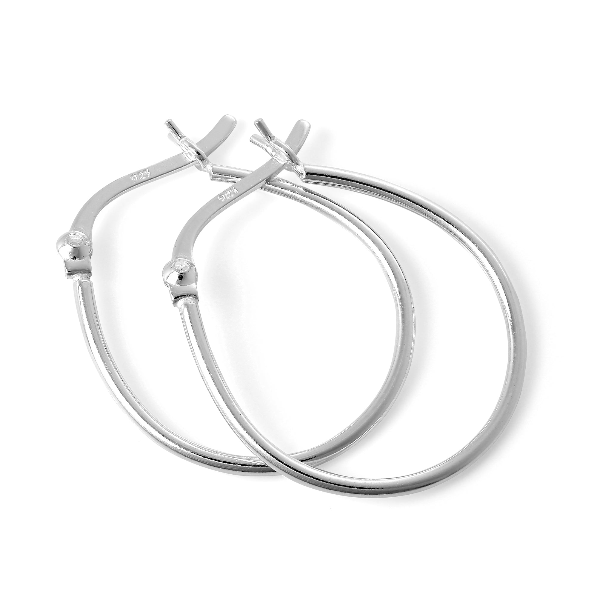 Einfach Sterlingsilber Dünn 19 mm Creolen Ohrringe