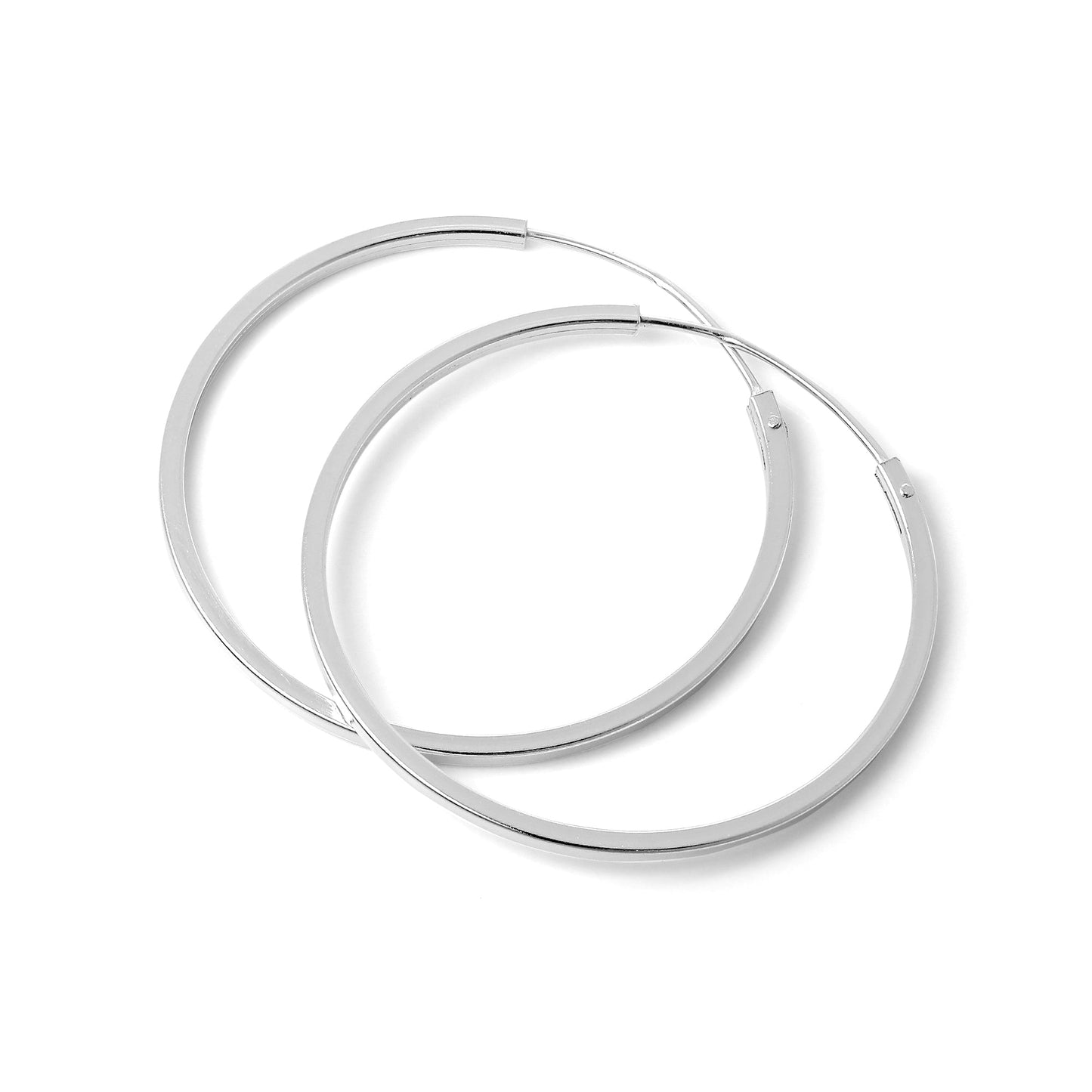 Sterling Silber 1mm Quadratische Ohrringe 10mm - 40mm