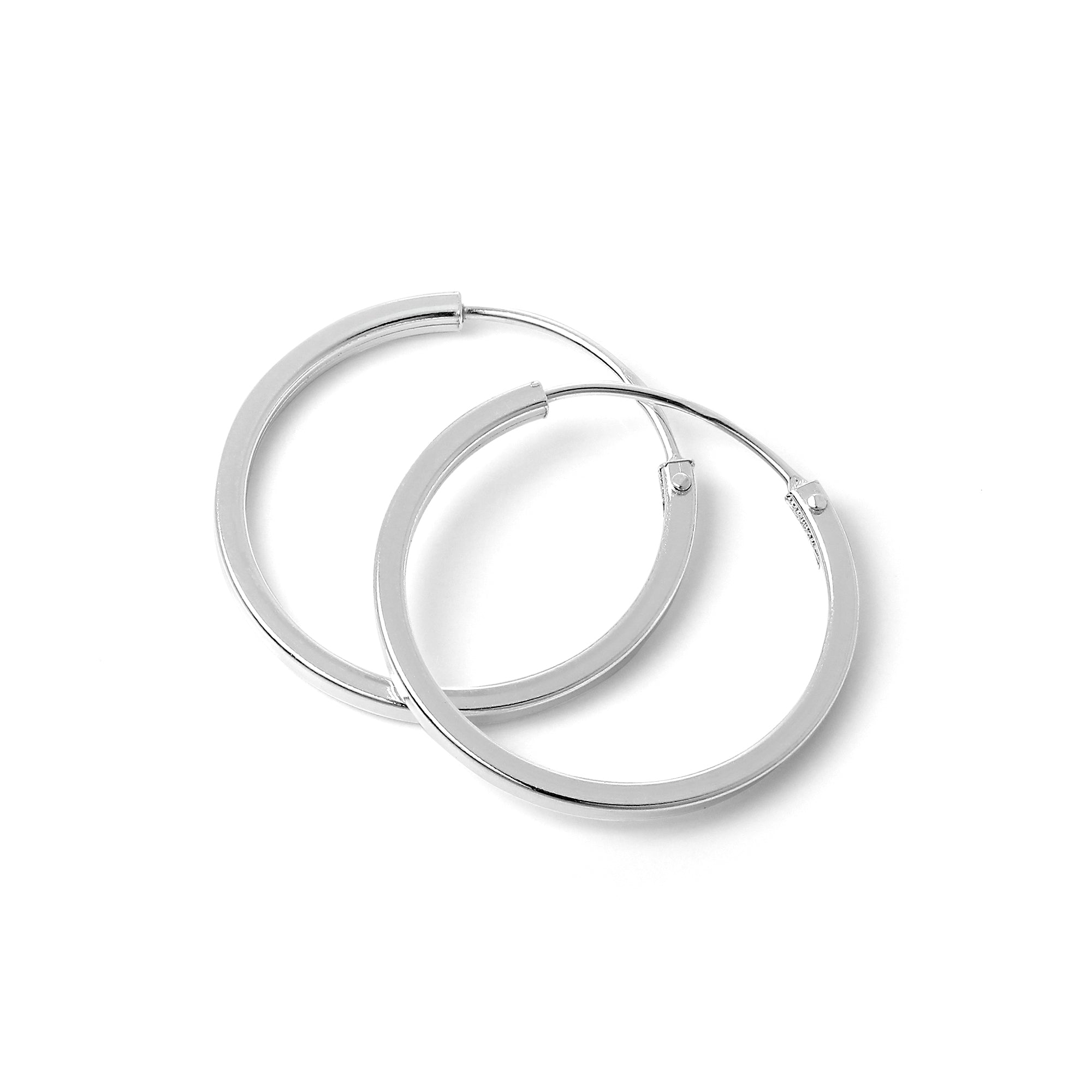 Sterlingsilber 1 mm Quadratische Ohrringe 10 mm - 40 mm