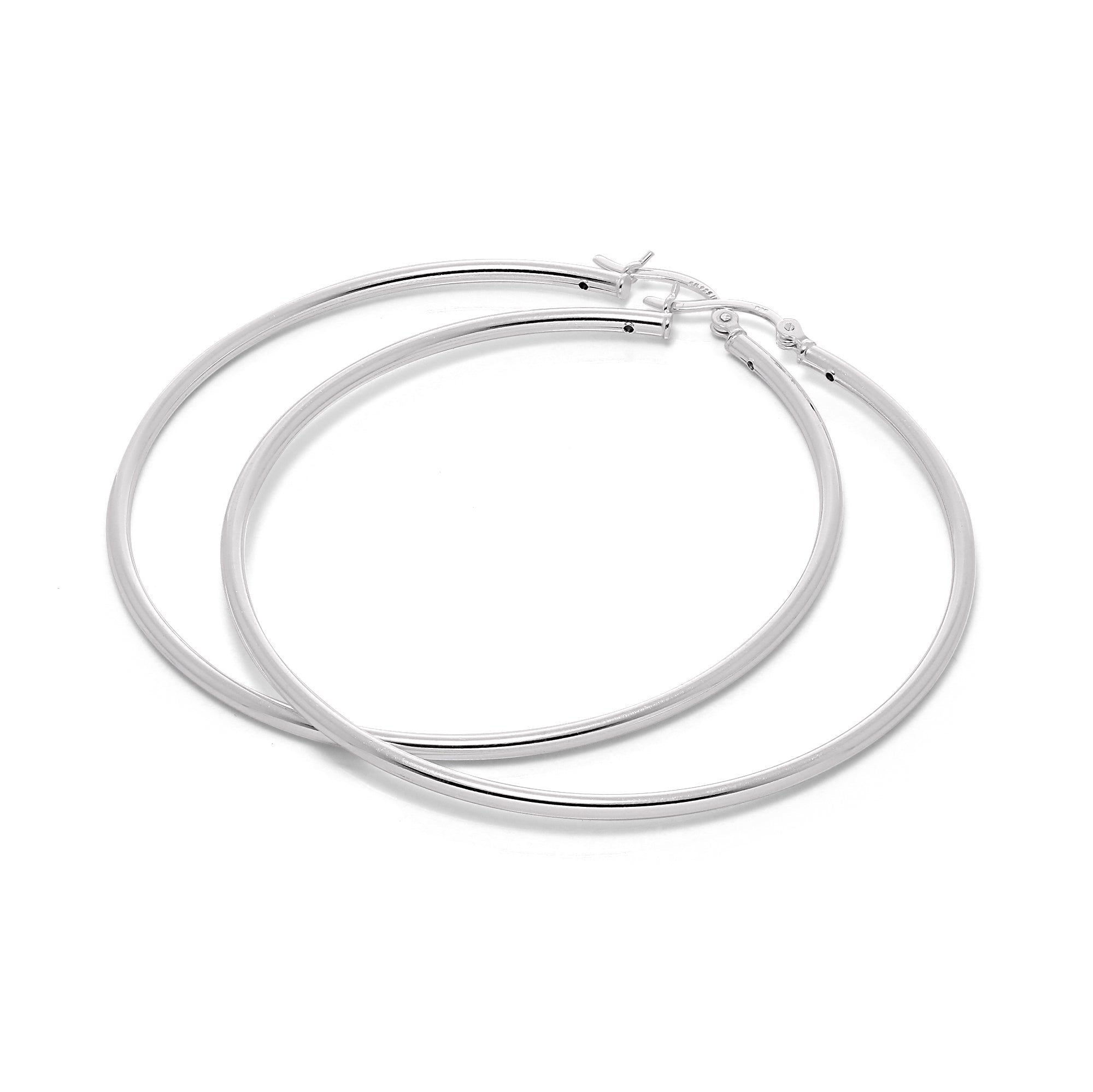 Sterlingsilber 2 mm Ohrringe mit Schlitz 12 mm - 70 mm