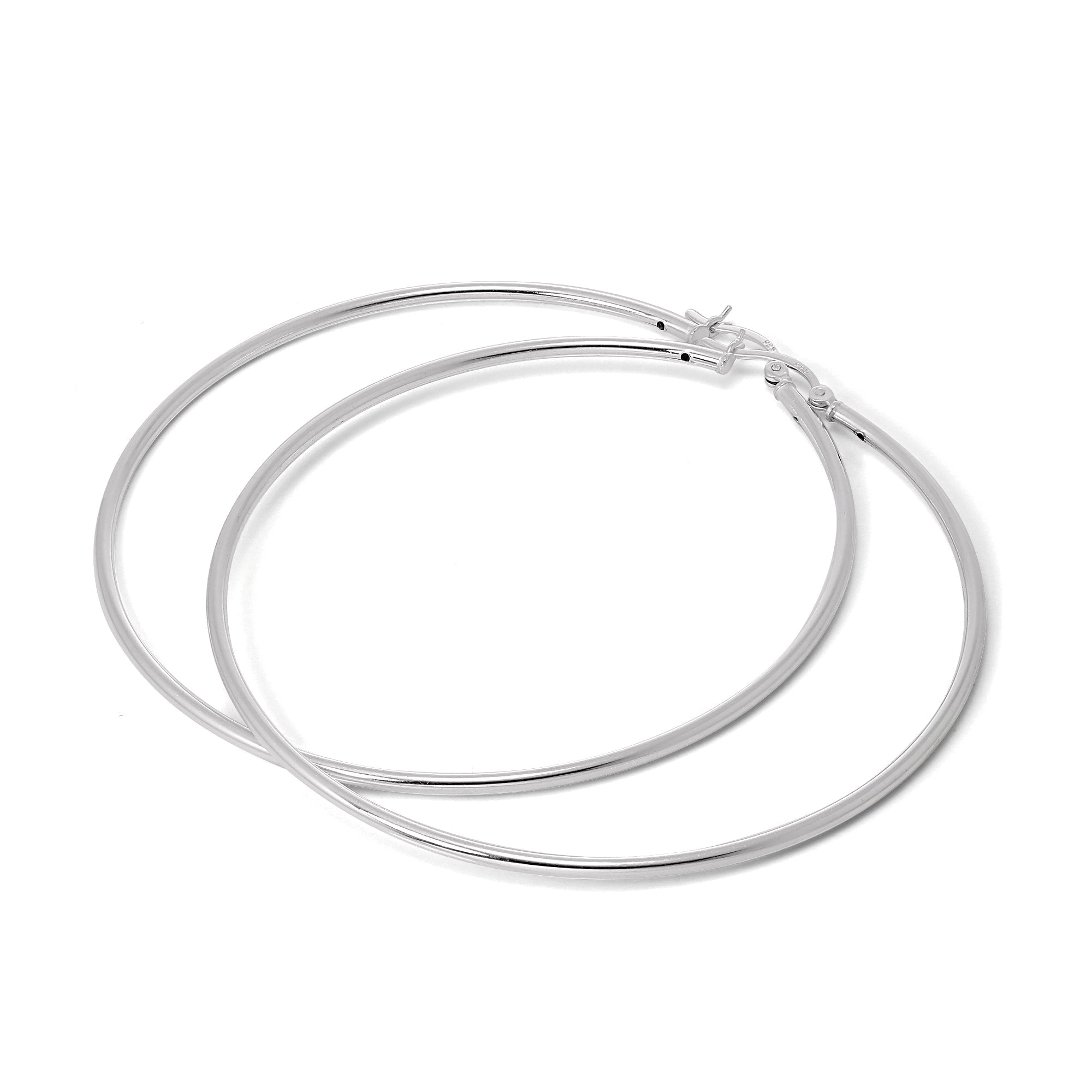 Sterlingsilber 2 mm Ohrringe mit Schlitz 12 mm - 70 mm