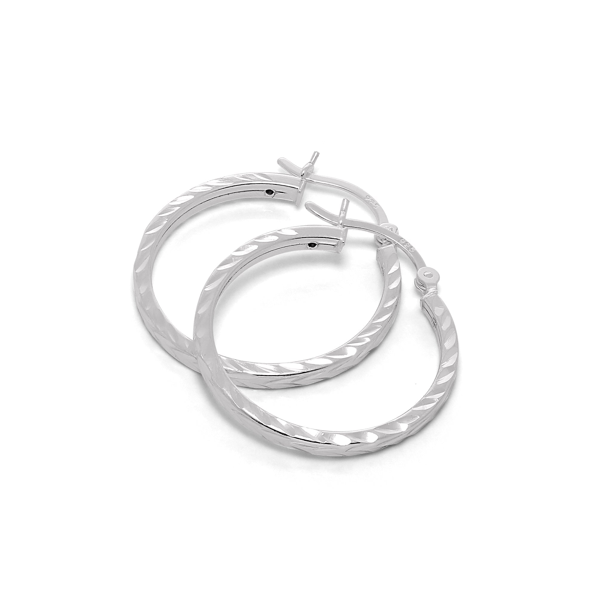 Sterlingsilber 2 mm Quadratische Ohrringe mit Diamantschliff 12 mm - 70 mm