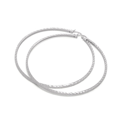 Sterling Silber 2mm Quadratische Ohrringe mit Diamantschliff 12mm - 70mm