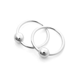 Sterlingsilber 15 mm Schläfer Creolen Ohrringe mit 4 mm Auffädel Kugel
