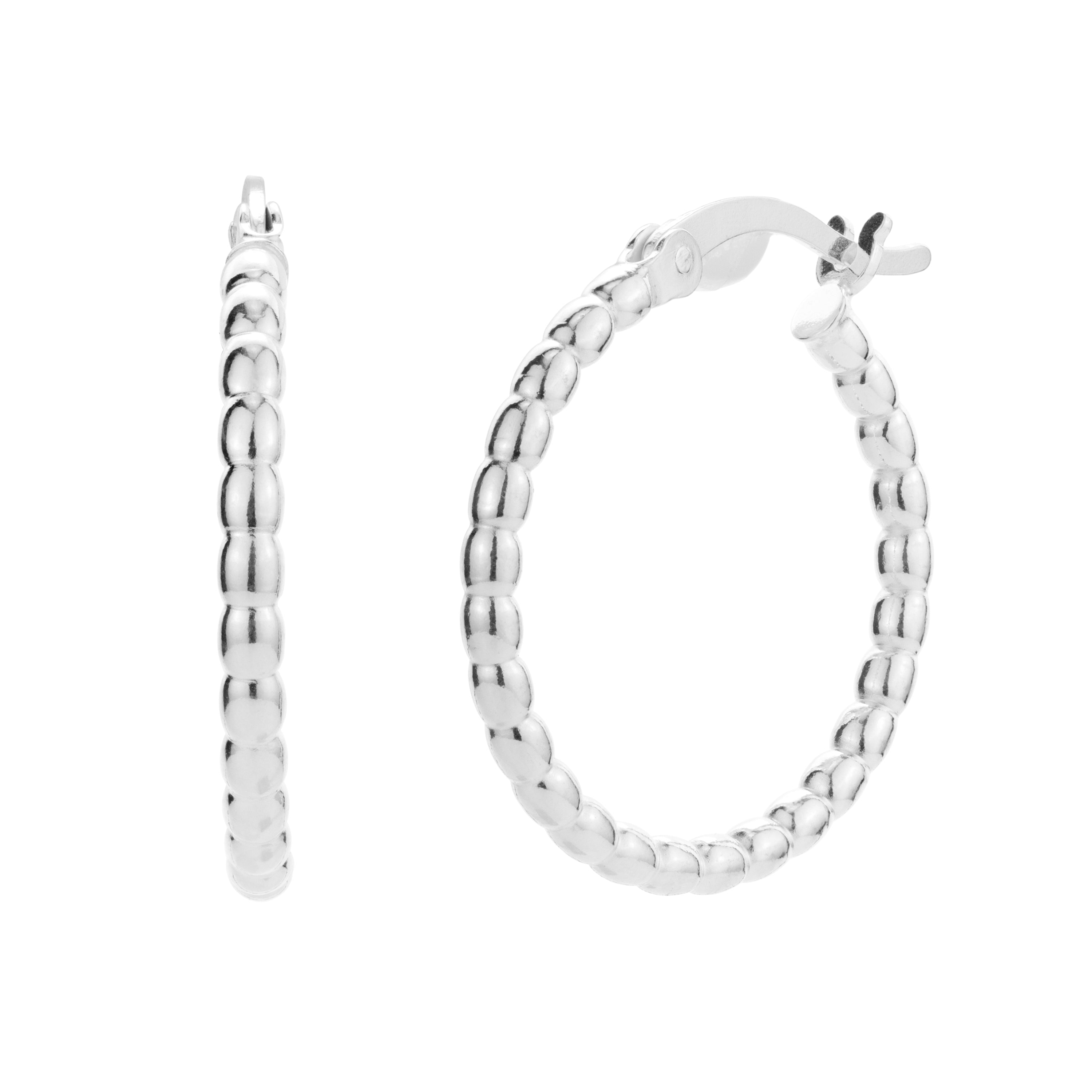Sterlingsilber 21 mm Kügelchen Creolen Ohrringe