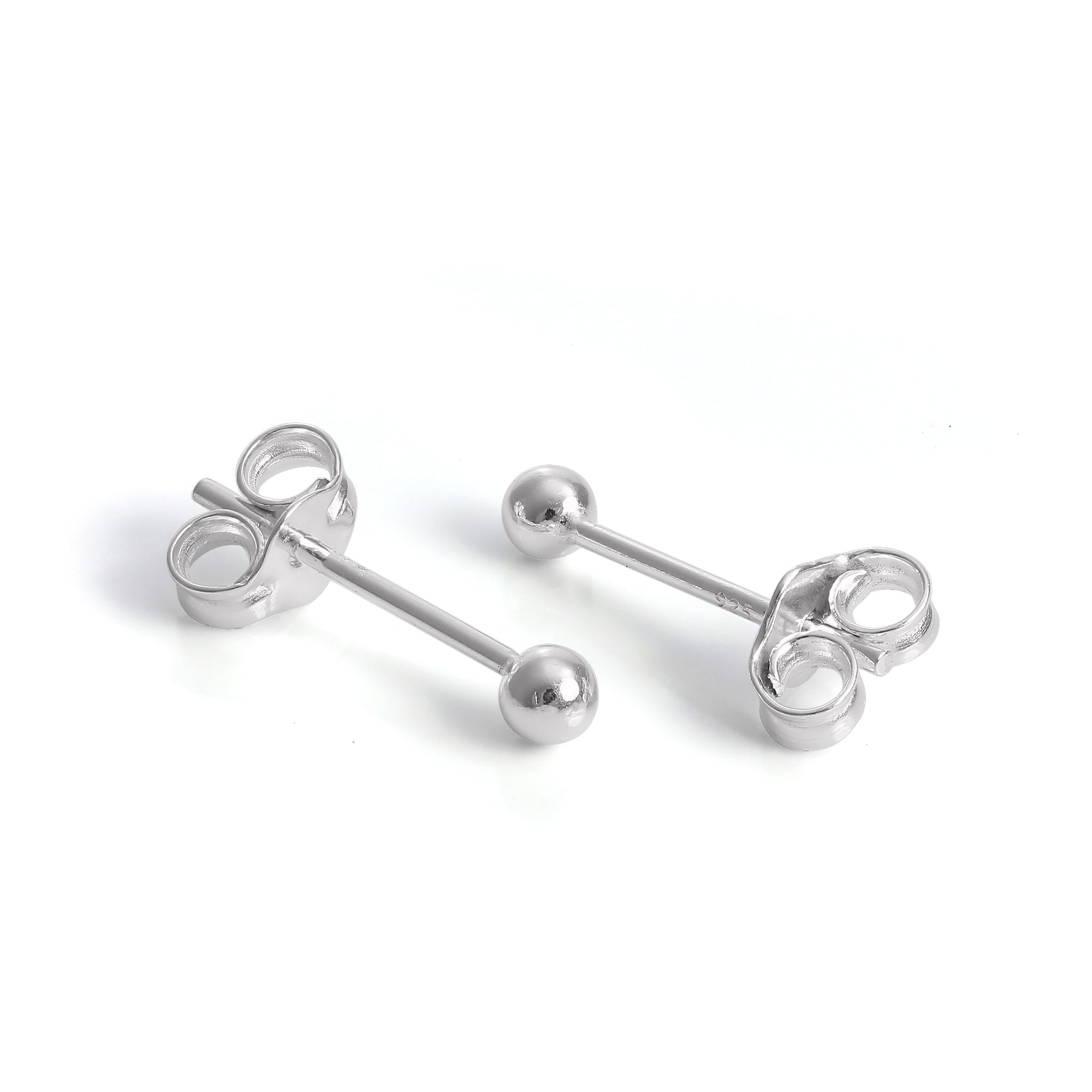 Leichte Sterlingsilber Kugelohrstecker 1 mm - 12 mm