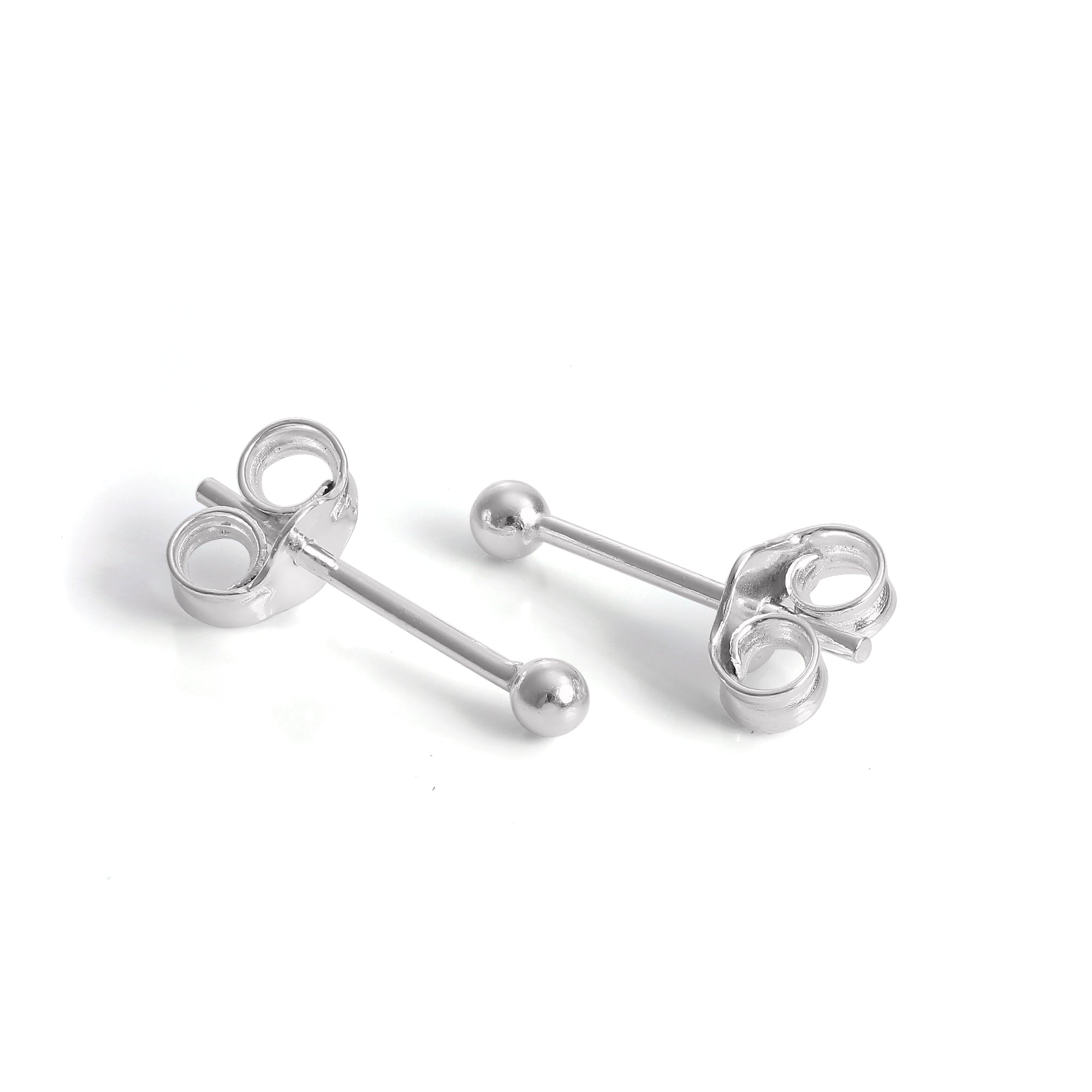 Leichte Sterlingsilber Kugelohrstecker 1 mm - 12 mm