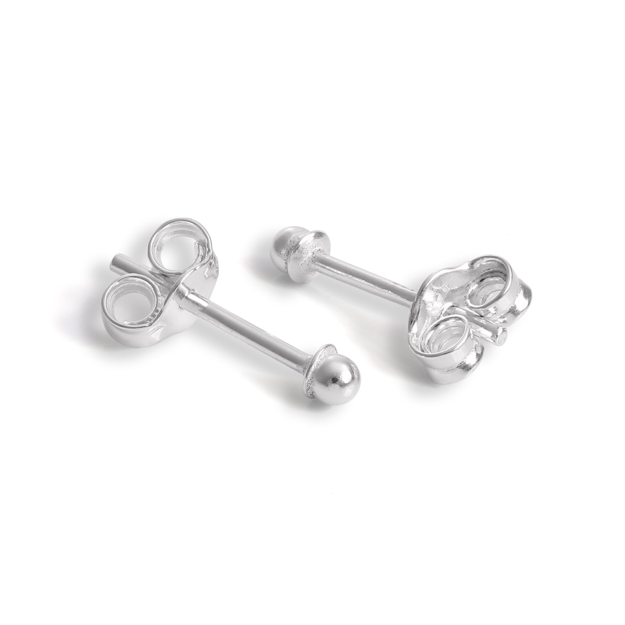 Sterlingsilber Kugelohrstecker mit Kappe 2 mm - 12 mm