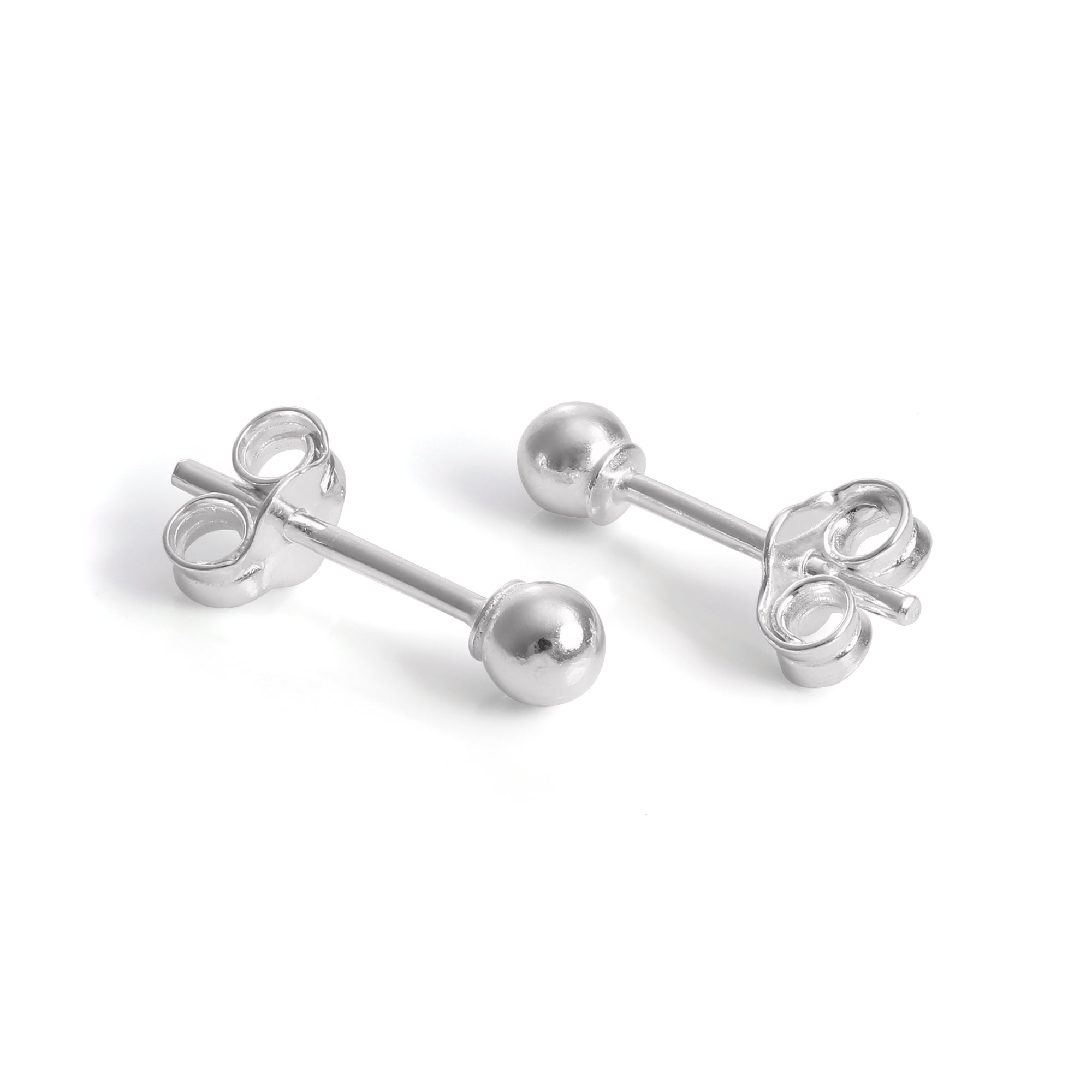 Sterlingsilber Kugelohrstecker mit Kappe 2 mm - 12 mm