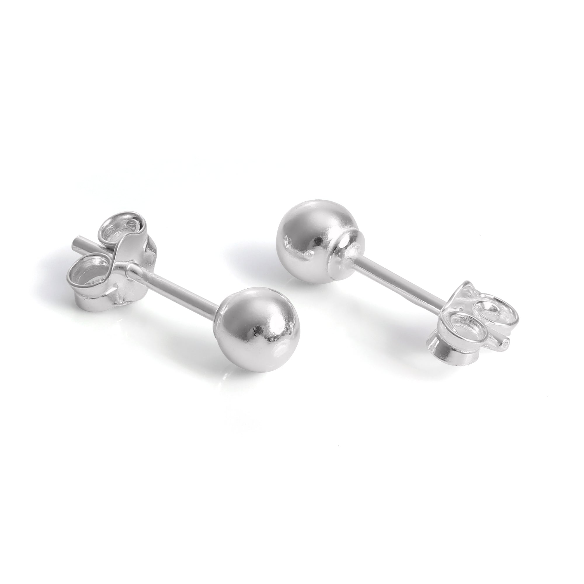 Sterlingsilber Kugelohrstecker mit Kappe 2 mm - 12 mm
