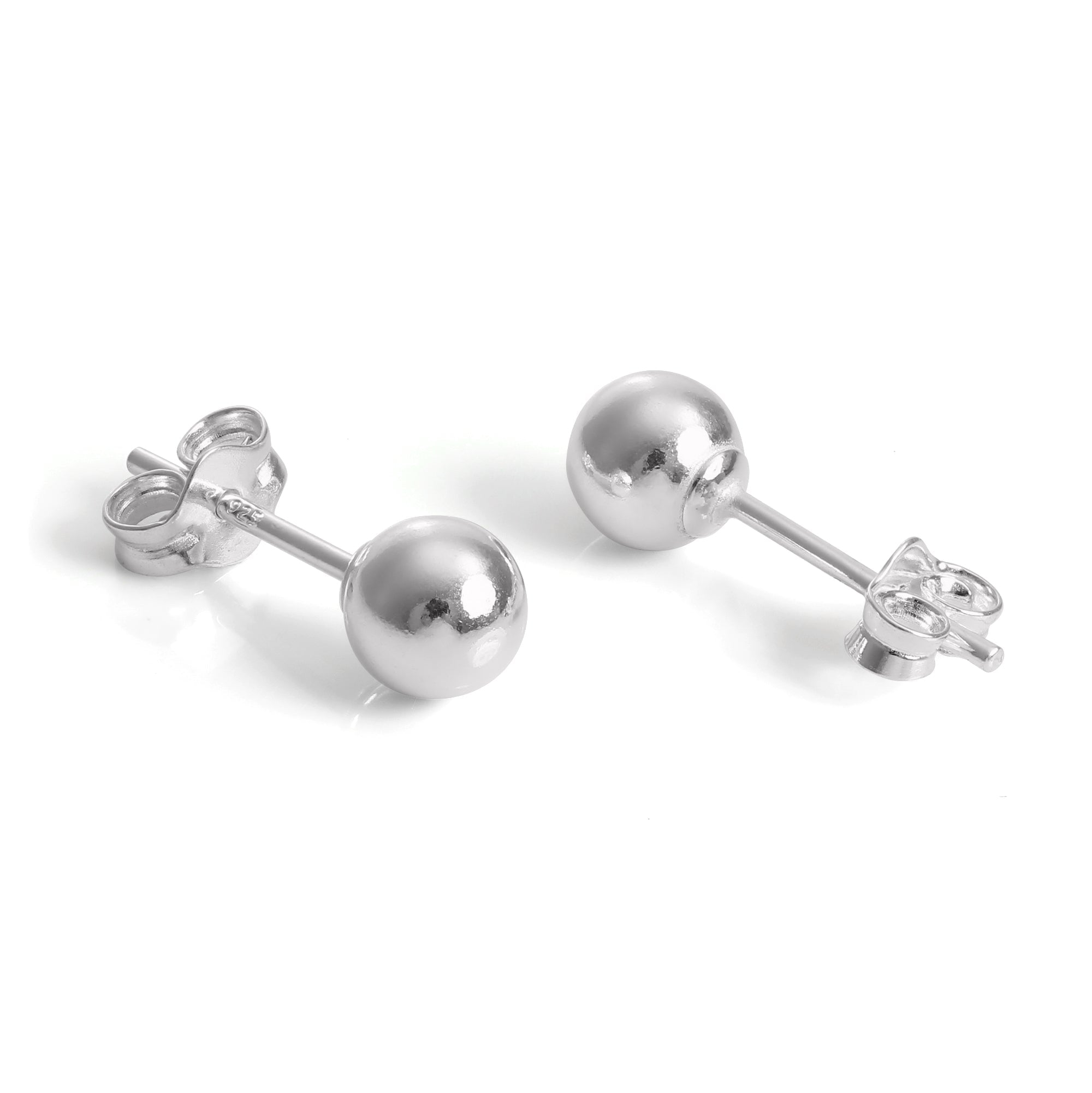 Sterlingsilber Kugelohrstecker mit Kappe 2 mm - 12 mm
