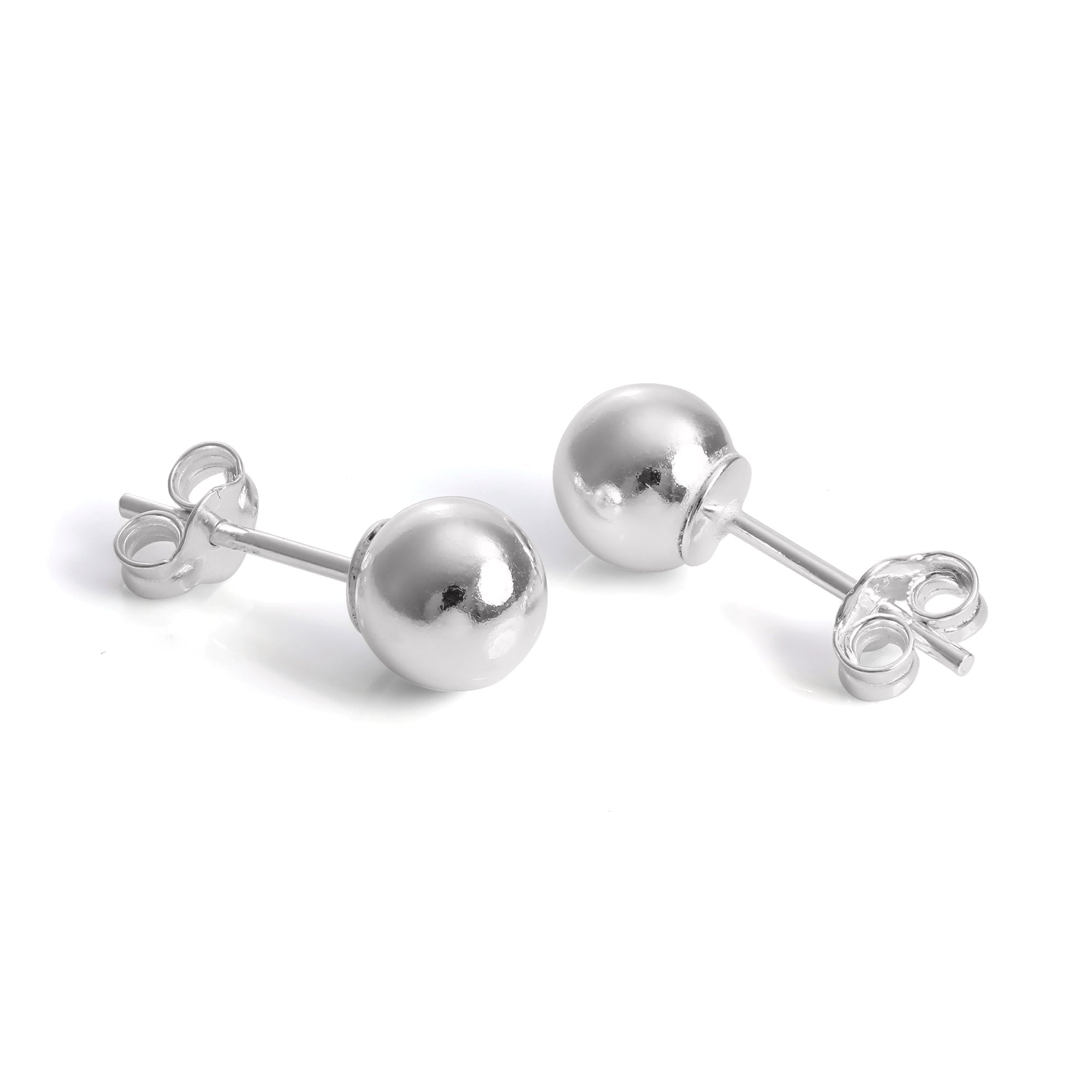 Sterlingsilber Kugelohrstecker mit Kappe 2 mm - 12 mm