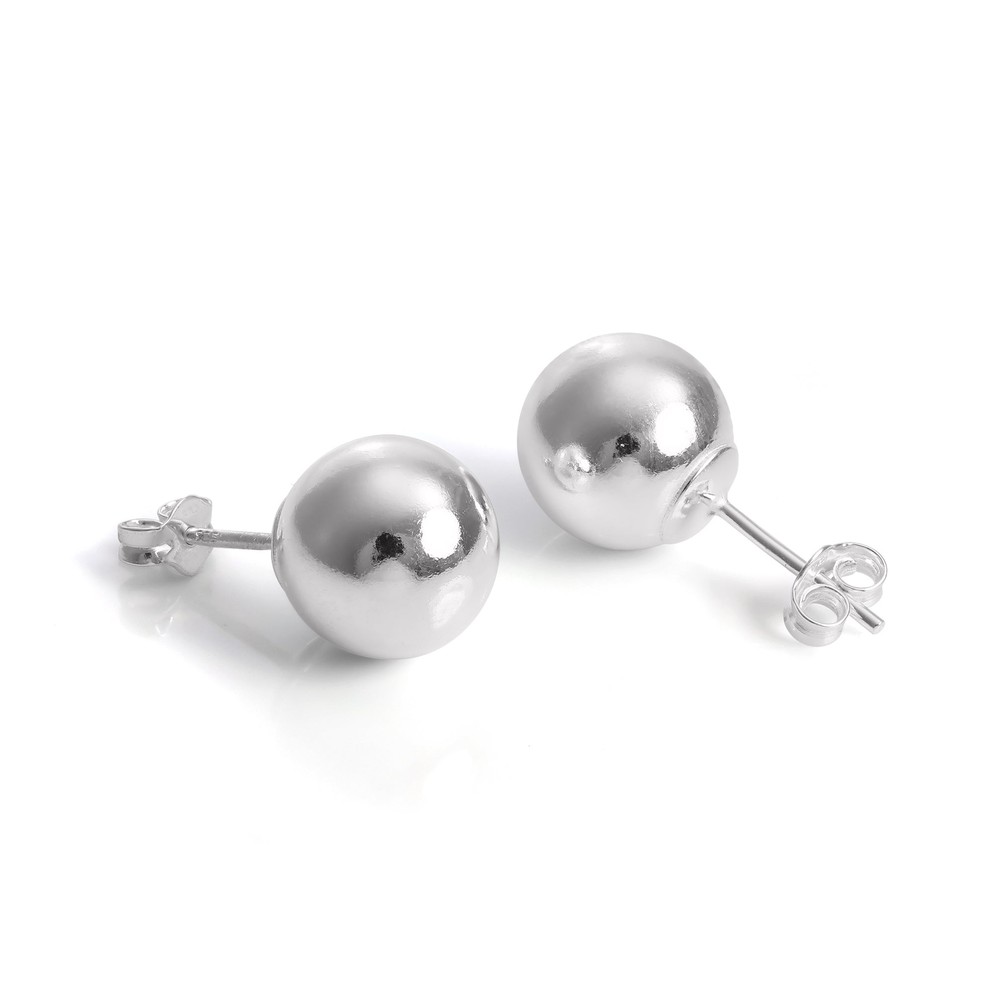 Sterlingsilber Kugelohrstecker mit Kappe 2 mm - 12 mm