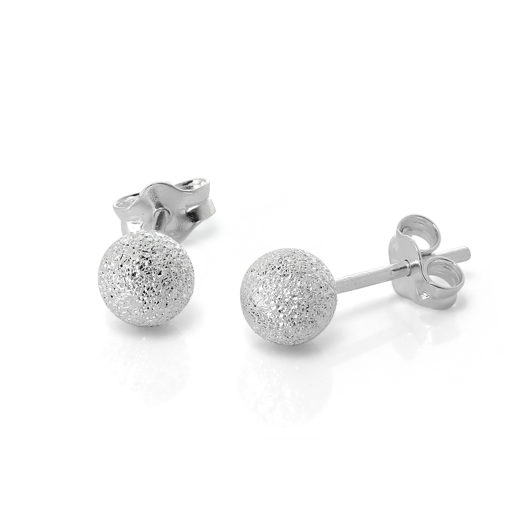 Mattierte Sterlingsilber Kugelohrringe 3 mm - 8 mm