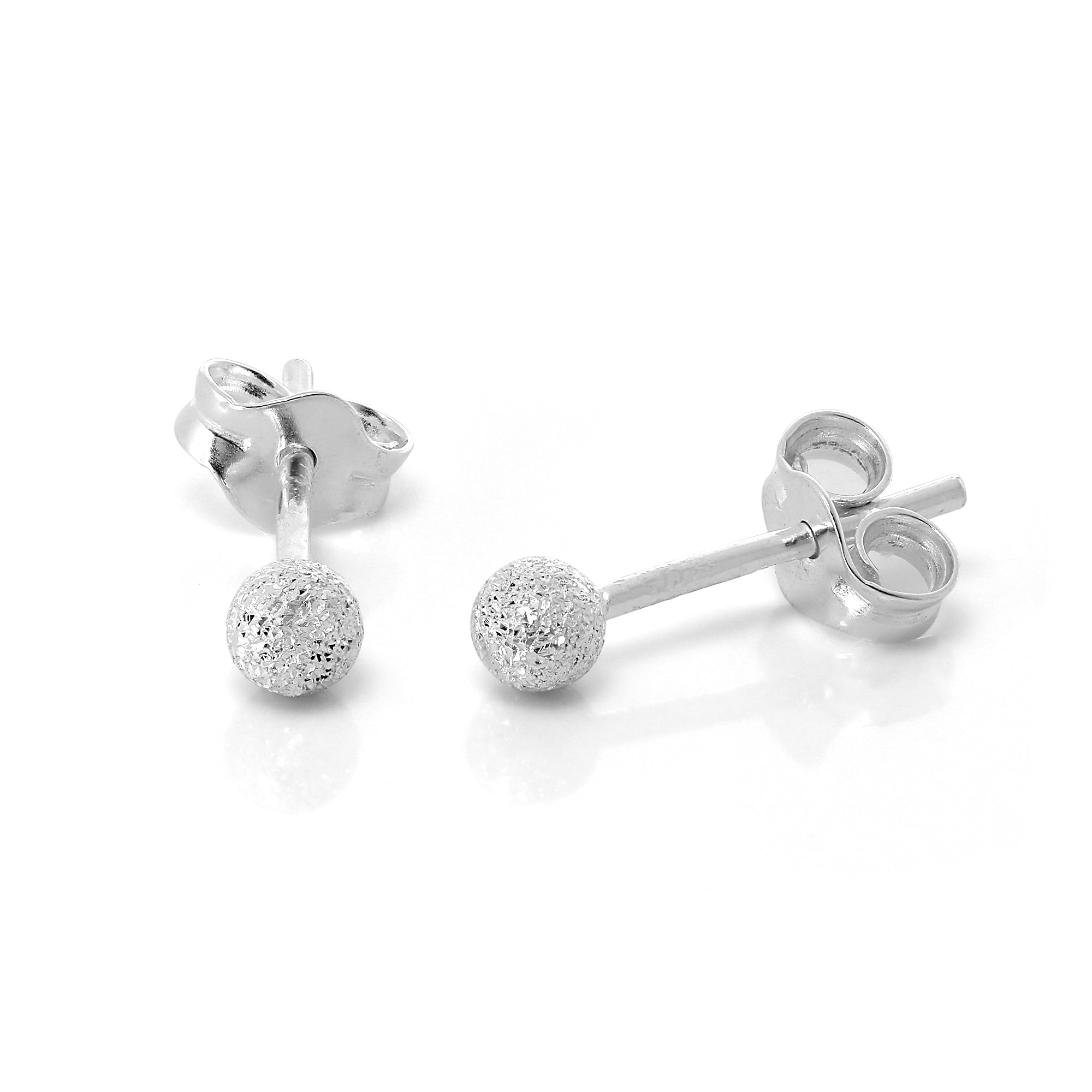 Mattierte Sterlingsilber Kugelohrringe 3 mm - 8 mm