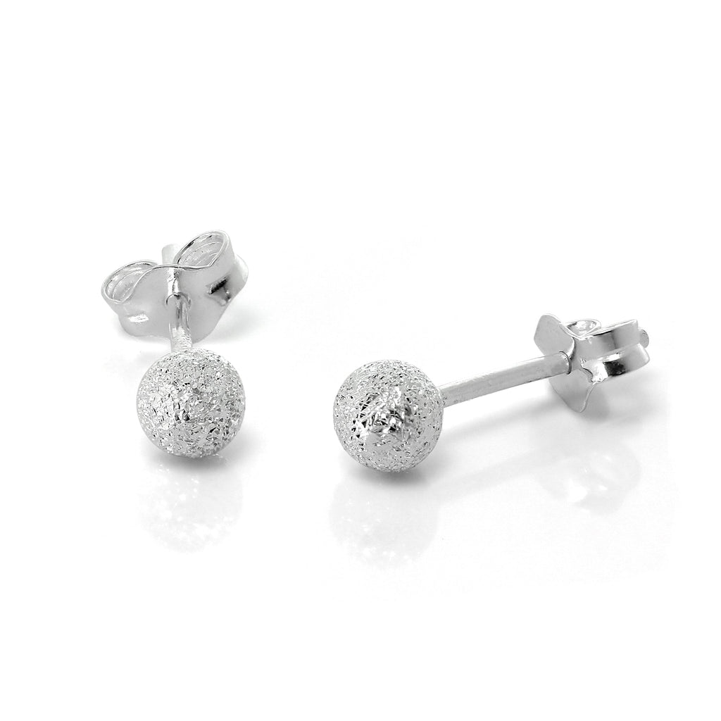 Mattierte Sterlingsilber Kugelohrringe 3 mm - 8 mm