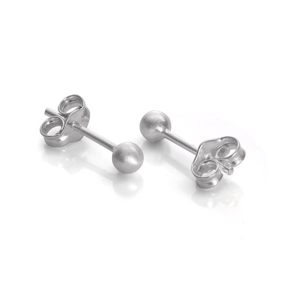 Gebürstete Sterling Silber Kugelohrringe 3mm - 10mm