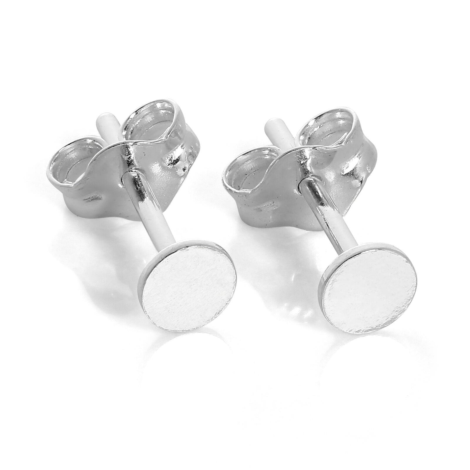 Sterlingsilber Flach 3 mm Rund Scheibe Ohrstecker
