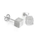 Mattierte Würfel-Ohrstecker aus Sterlingsilber, 5 mm - 7 mm