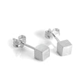 Würfel-Ohrstecker aus gebürstetem Sterlingsilber, 4 mm - 7 mm