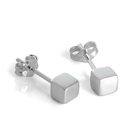 Sterlingsilber 4 mm Würfel Ohrstecker