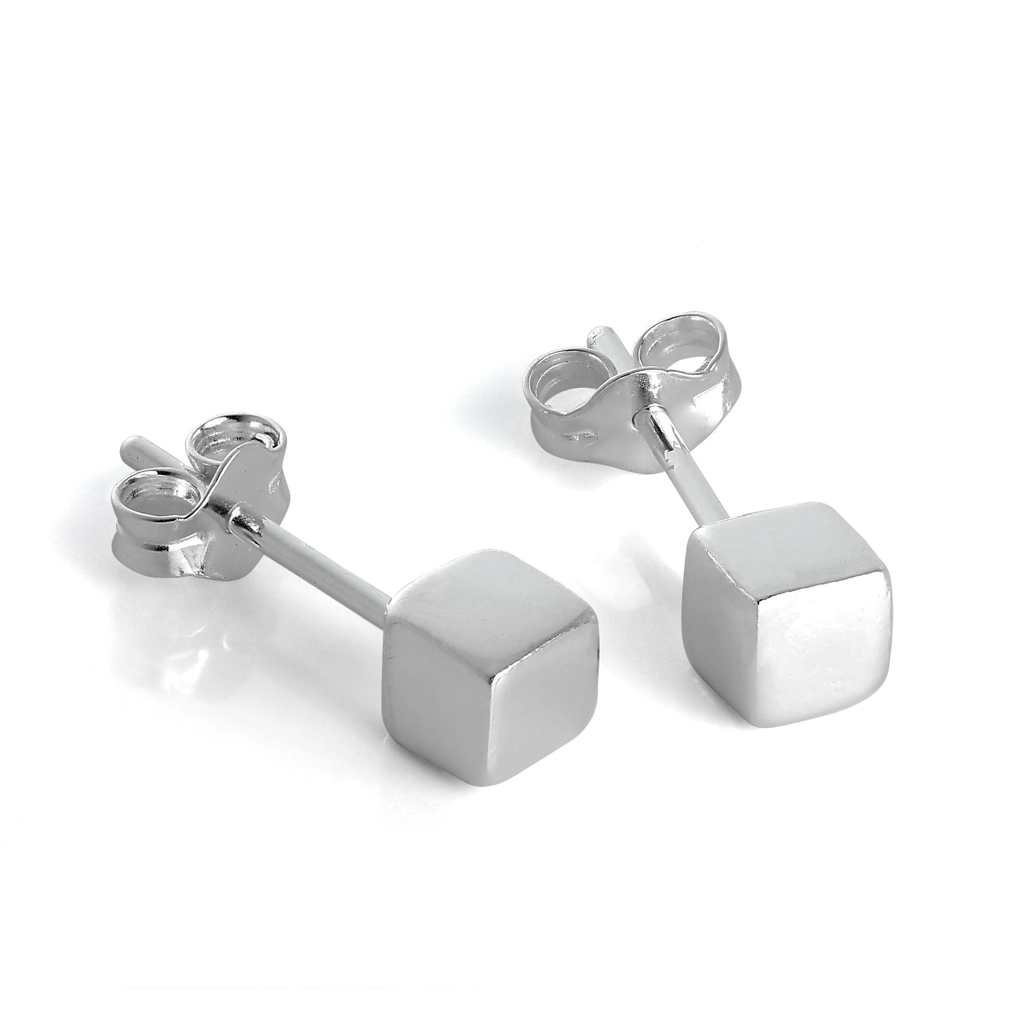 Sterlingsilber 4 mm Würfel Ohrstecker