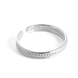 Sterlingsilber Gerippt Verstellbar 3 mm Zehenring