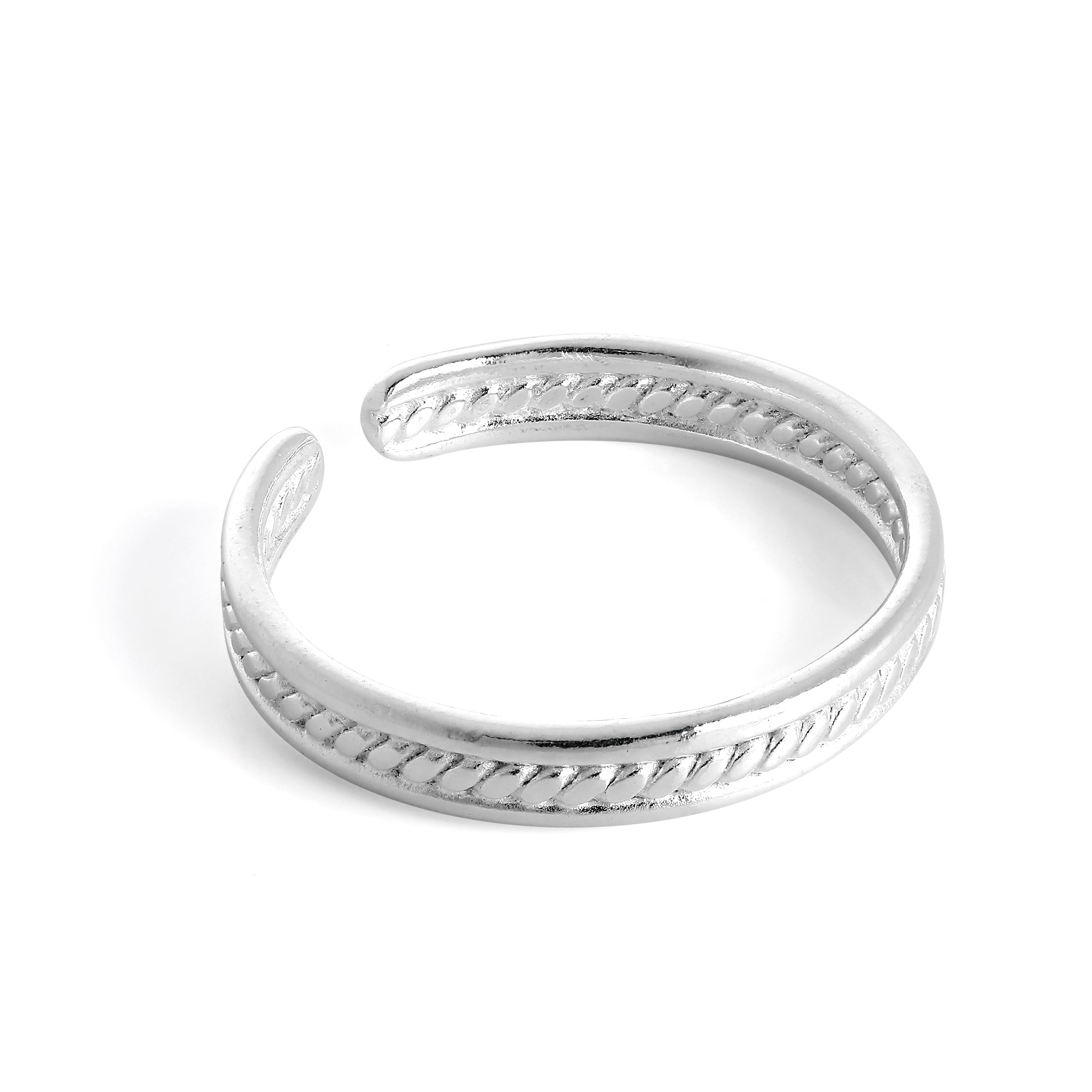 Sterlingsilber Gerippt Verstellbar 3 mm Zehenring
