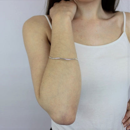 Sterlingsilber Wellig Band Armreif