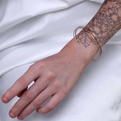 Rosévergoldet Sterlingsilber Dreifach Stapel Armreif