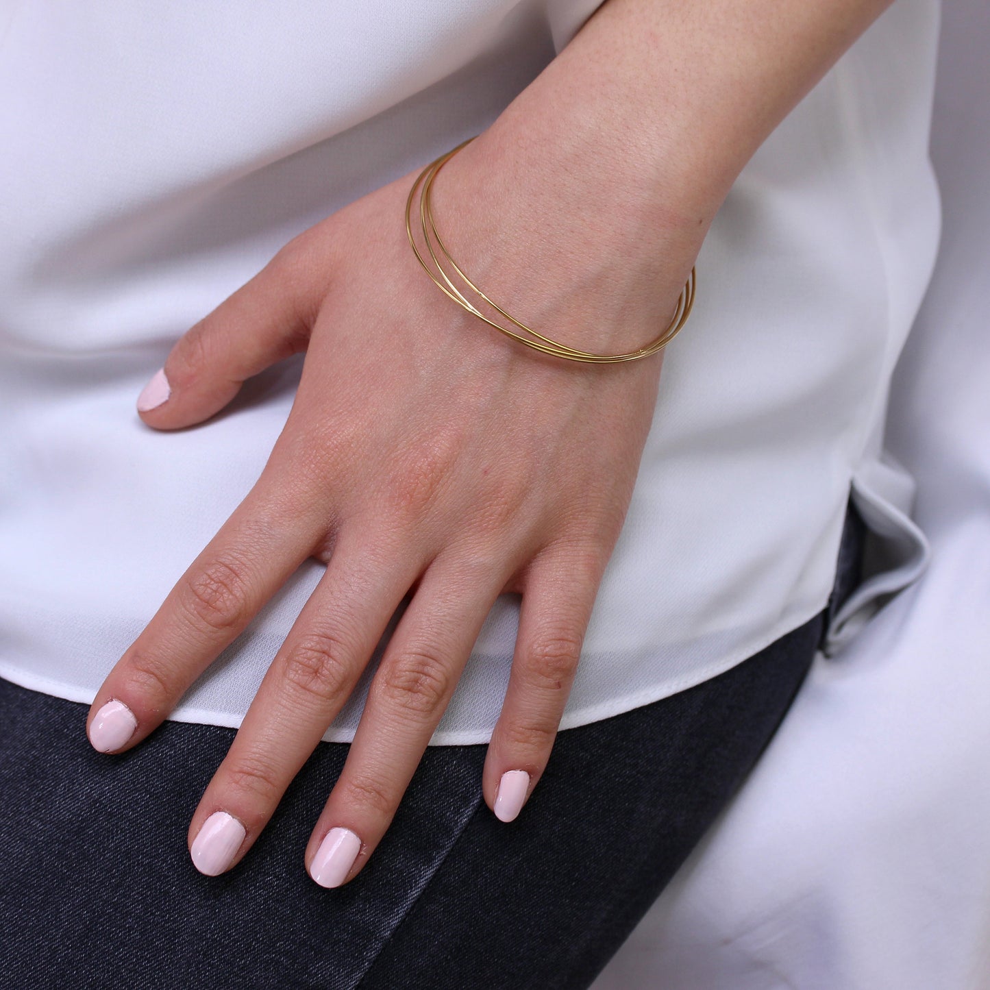 Vergoldet Sterlingsilber Dreifach Stapel Armreif