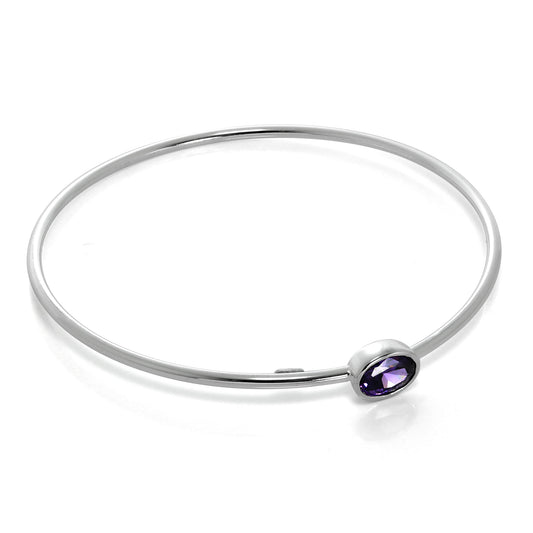 Sterlingsilber Mädchen Armreif mit Amethyst CZ Kristall