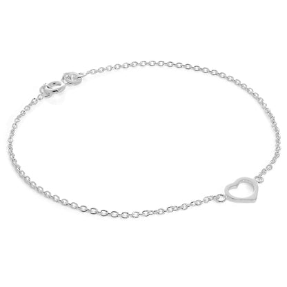 Sterlingsilber Offen Herz Rolo Kette Armband