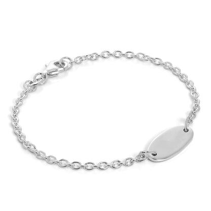 Kinderarmband aus Sterlingsilber mit gravierbarer ID-Platte (6 Zoll)