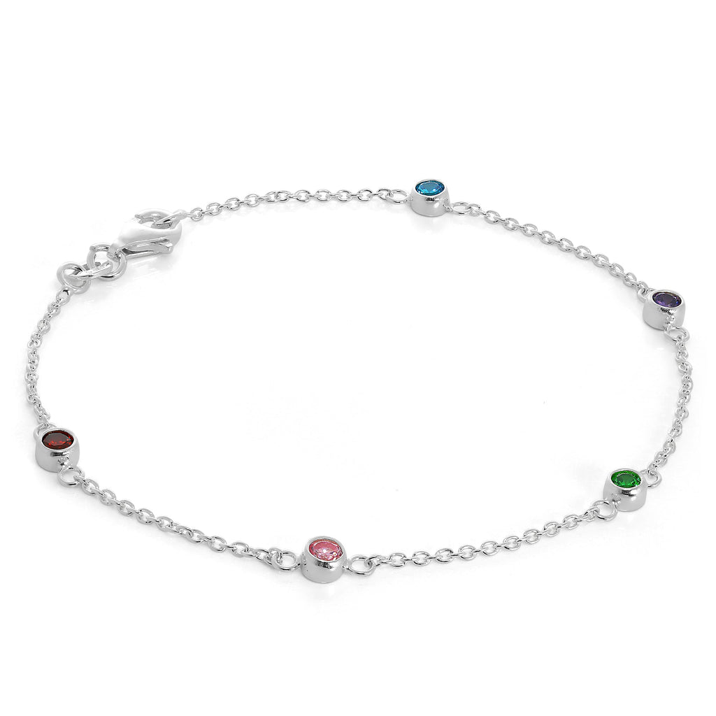 Fein Sterlingsilber 19 cm Belcher Armband mit 4 mm CZ Kristallen