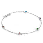Fein Sterlingsilber 19 cm Belcher Armband mit 4 mm CZ Kristallen