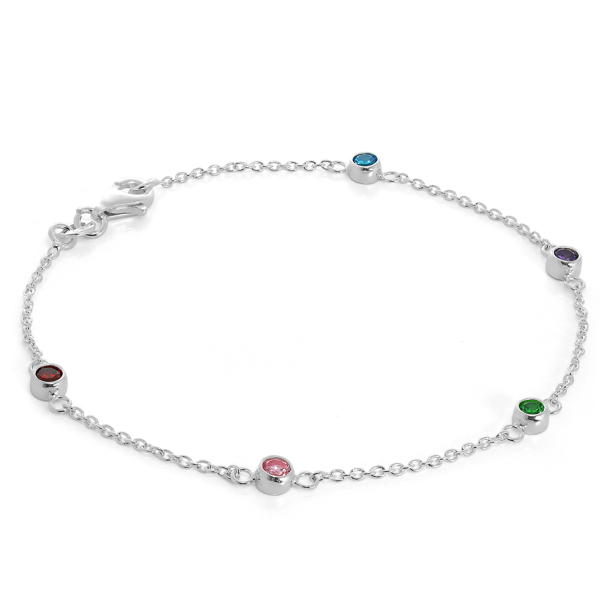 Fein Sterlingsilber 19 cm Belcher Armband mit 4 mm CZ Kristallen