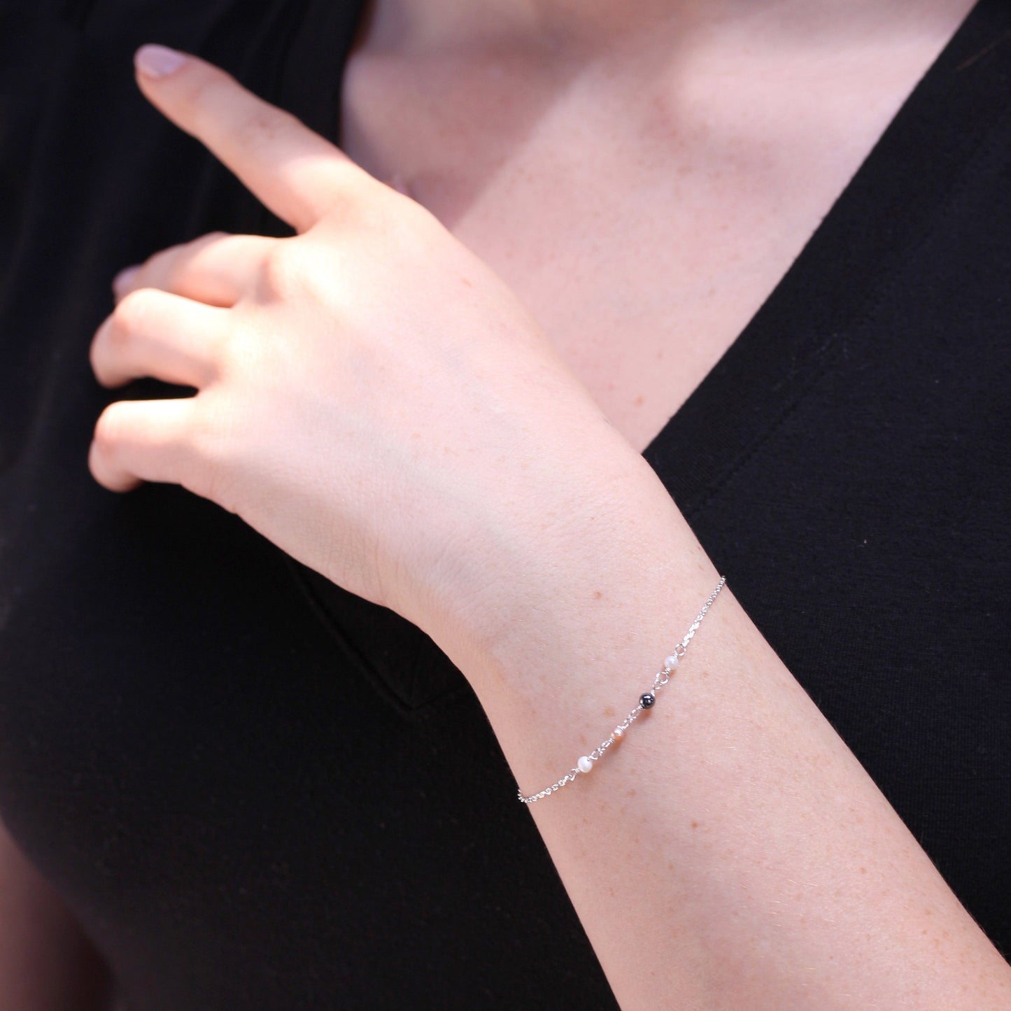 Sterlingsilber Fein Armband mit 3,5mm Perlen