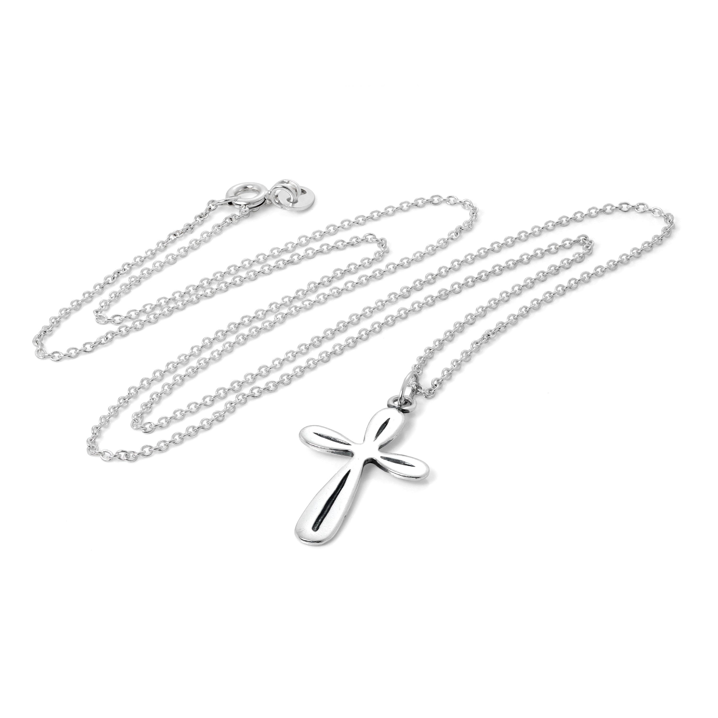 Halskette mit rundem Kreuzanhänger aus Sterlingsilber, 16–22 Zoll