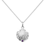 Halskette aus Sterlingsilber mit Austernschale und CZ-Kristall in der Farbe des Geburtssteins für den Monat Dezember
